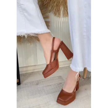 Mety Taba Cilt Topuklu Ayakkabı