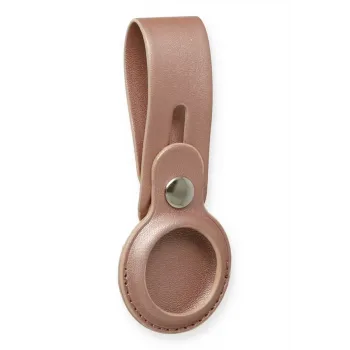 Newface Airtag Askılı Deri Kılıf - Rose Gold