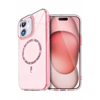 Newface Apple iPhone 11 Live Diamond Magsafe Kapak - Pembe