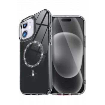 Newface Apple iPhone 11 Live Diamond Magsafe Kapak - Siyah