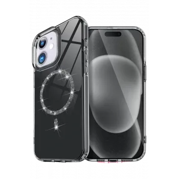 Newface Apple iPhone 11 Live Diamond Magsafe Kapak - Siyah