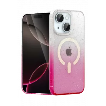 Newface Apple iPhone 15 Plus Pummel Shiny Magsafe Kapak - Pembe