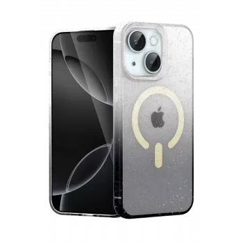 Newface Apple iPhone 15 Plus Pummel Shiny Magsafe Kapak - Siyah