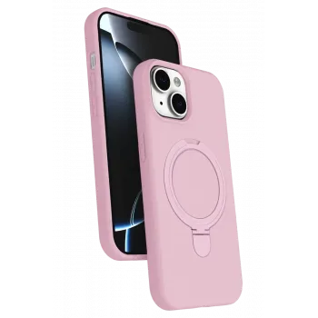 Newface Apple iPhone 15 Plus Regal Magsafe Standlı Kapak - Açık Pembe