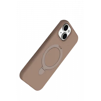 Newface Apple iPhone 15 Plus Regal Magsafe Standlı Kapak - Çöl Titanyum