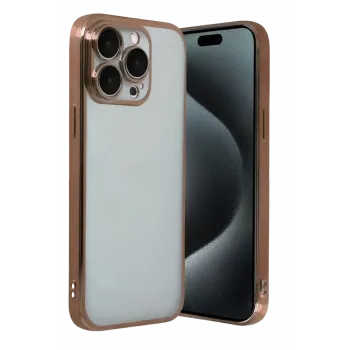 Newface Apple iPhone 15 Pro Max Razer Lensli Silikon - Çöl Titanyum