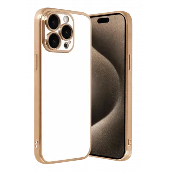 Newface Apple iPhone 15 Pro Max Razer Lensli Silikon - Gold