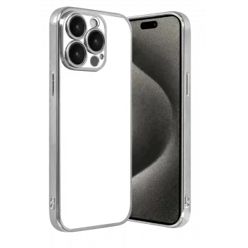 Newface Apple iPhone 15 Pro Max Razer Lensli Silikon - Gümüş