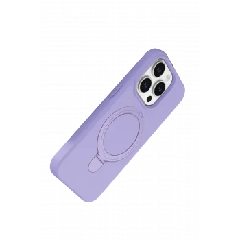 Newface Apple iPhone 15 Pro Max Regal Magsafe Standlı Kapak - Lila