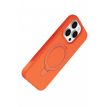 Newface Apple iPhone 15 Pro Max Regal Magsafe Standlı Kapak - Turuncu