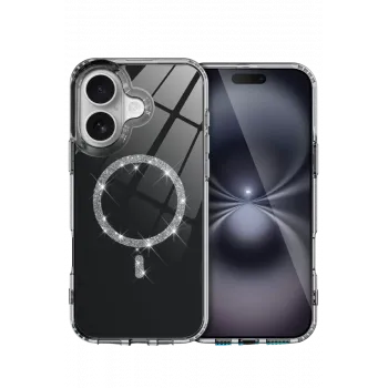 Newface Apple iPhone 16 Live Diamond Magsafe Kapak - Siyah