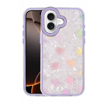 Newface Apple iPhone 16 Lumi Desenli Kapak - Mor