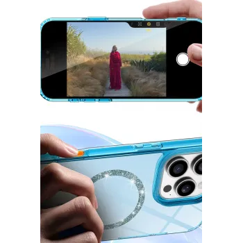 Newface Apple iPhone 16 Plus Live Diamond Magsafe Kapak - Sarı