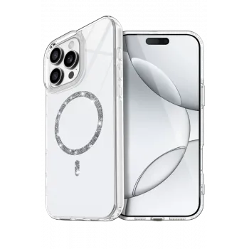 Newface Apple iPhone 16 Pro Live Diamond Magsafe Kapak - Şeffaf