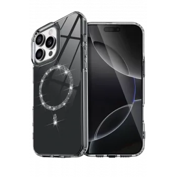 Newface Apple iPhone 16 Pro Max Live Diamond Magsafe Kapak - Siyah