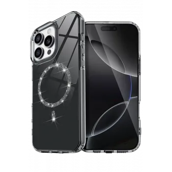 Newface Apple iPhone 16 Pro Max Live Diamond Magsafe Kapak - Siyah