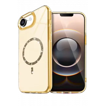 Newface Apple iPhone 16E Live Diamond Magsafe Kapak - Sarı