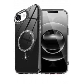 Newface Apple iPhone 16E Live Diamond Magsafe Kapak - Siyah