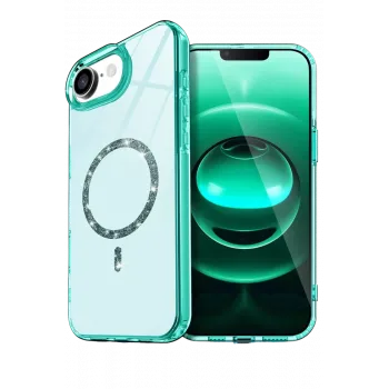 Newface Apple iPhone 16E Live Diamond Magsafe Kapak - Yeşil