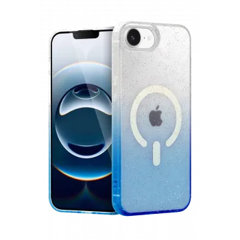 Newface Apple iPhone 16E Pummel Shiny Magsafe Kapak - Mavi