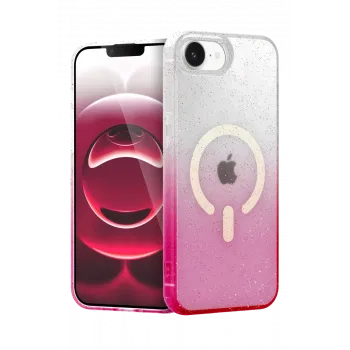 Newface Apple iPhone 16E Pummel Shiny Magsafe Kapak - Pembe