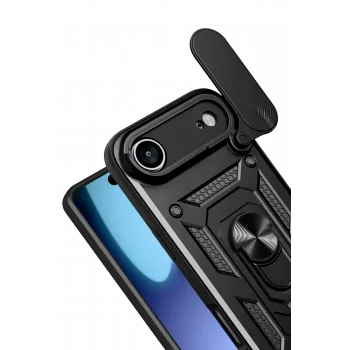 Newface Apple iPhone 17 Air Pars Lens Yüzüklü Silikon - Siyah