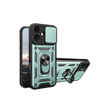 Newface Apple iPhone 17 Pars Lens Yüzüklü Silikon - Yeşil