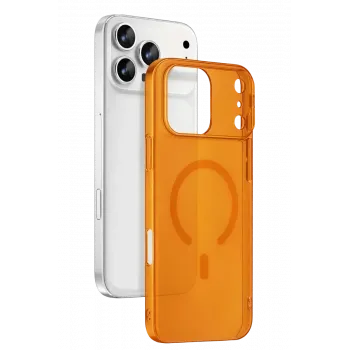 Newface Apple iPhone 17 Pro Combo Sert Şeffaf Magsafe Kapak - Turuncu