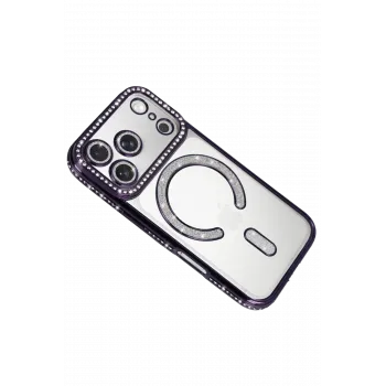 Newface Apple iPhone 17 Pro Joke Simli Magneticsafe Kılıf - Derin Mor
