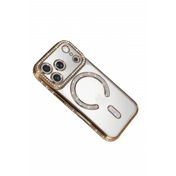 Newface Apple iPhone 17 Pro Joke Simli Magneticsafe Kılıf - Gold