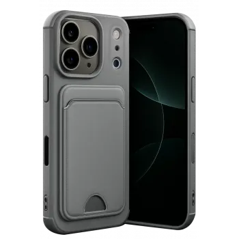 Newface Apple iPhone 17 Pro Kelvin Kartvizitli Silikon - Gri