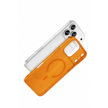 Newface Apple iPhone 17 Pro Max Combo Sert Şeffaf Magsafe Kapak - Turuncu