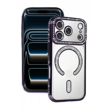 Newface Apple iPhone 17 Pro Max Joke Simli Magneticsafe Kılıf - Derin Mor