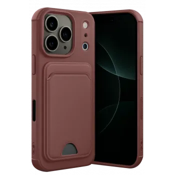 Newface Apple iPhone 17 Pro Max Kelvin Kartvizitli Silikon - Bordo