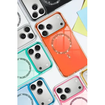 Newface Apple iPhone 17 Pro Max Live Diamond Magsafe Kapak - Mavi