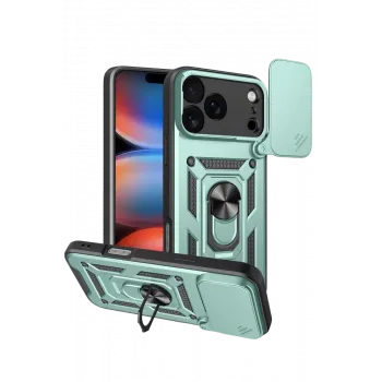 Newface Apple iPhone 17 Pro Max Pars Lens Yüzüklü Silikon - Yeşil