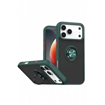 Newface Apple iPhone 17 Pro Montreal Yüzüklü Silikon Kapak - Yeşil