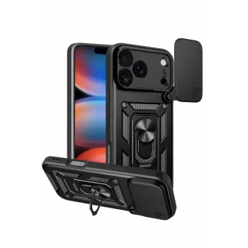 Newface Apple iPhone 17 Pro Pars Lens Yüzüklü Silikon - Siyah