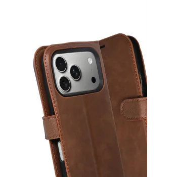 Newface Apple iPhone 17 Pro Trend S Plus Kapaklı Kılıf - Taba