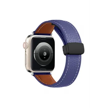 Newface Apple Watch 38mm KR414 Daks Deri Kordon - Lacivert