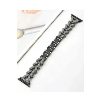 Newface Apple Watch 38mm Node Taşlı Kordon - Siyah