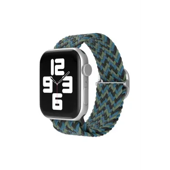 Newface Apple Watch 38mm Star Kordon - Zigzag Mavi-Yeşil
