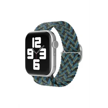 Newface Apple Watch 38mm Star Kordon - Zigzag Mavi-Yeşil