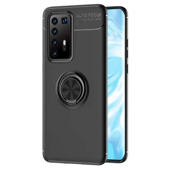 Newface Huawei P40 Pro Kılıf Range Yüzüklü Silikon - Siyah