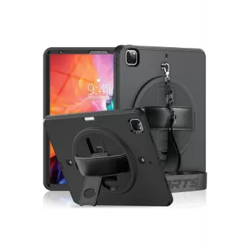 Newface iPad Pro 12.9 (2021) Kılıf Strap-C Otterbox Tablet Kapak - Siyah
