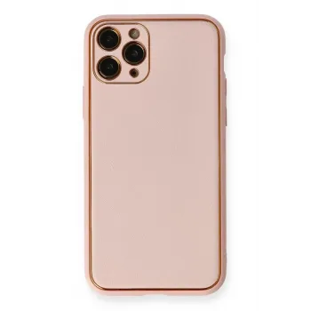 Newface iPhone 11 Pro Kılıf Coco Deri Silikon Kapak - Pembe