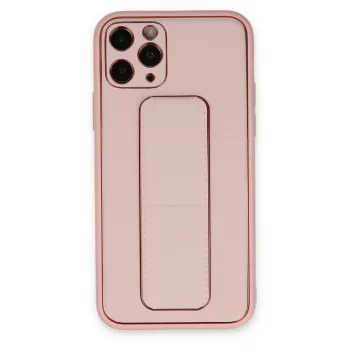 Newface iPhone 11 Pro Kılıf Coco Deri Standlı Kapak - Pembe