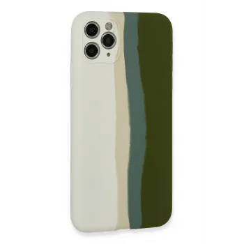 Newface iPhone 11 Pro Kılıf Ebruli Lansman Silikon - Beyaz-Yeşil