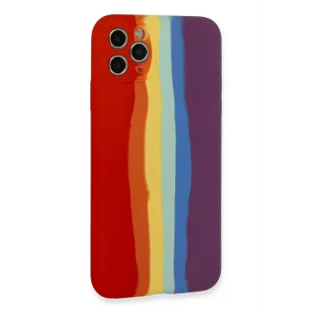 Newface iPhone 11 Pro Kılıf Ebruli Lansman Silikon - Kırmızı-Mor