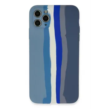 Newface iPhone 11 Pro Kılıf Ebruli Lansman Silikon - Mavi-Gri